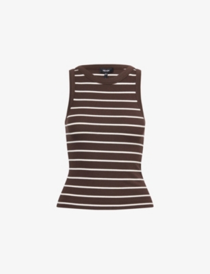 Shop Me And Em And Em Womens Breton Stripped Cotton-blend Vest Top Summer Chocolate Cre