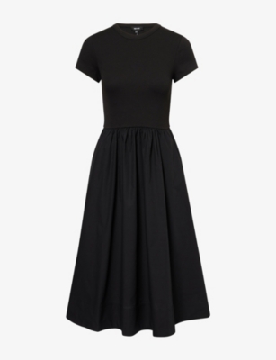 Me And Em And Em Womens Ribbed-top Stretch-cotton Jersey Midi Dress Black In Black
