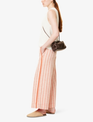 ME AND EM: Striped Wide-leg Cotton-Blend Cropped Trousers