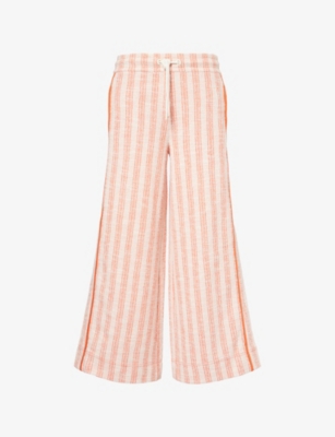 ME AND EM: Striped Wide-leg Cotton-Blend Cropped Trousers