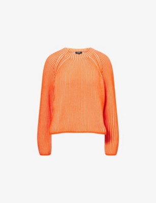ME AND EM: Contrast-Ribbed Round-Neck Knitted Jumper
