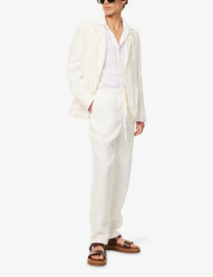 120% LINO: Drawstring Straight-Leg Linen Trousers