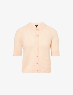 Me And Em And Em Womens Short-sleeve Wool-blend Knit Cardigan Peach Sorbet In Peach Sorbet