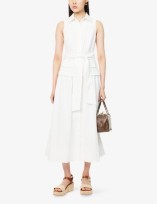 ME AND EM: Sleeveless Belted Seersucker Maxi Dress