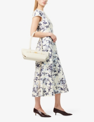 ME AND EM: Modern Botanical Flared Cotton-Blend Midi Dress