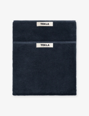 Tekla Night Blue Heavyweight Terry-cotton Bath Sheet In Blue