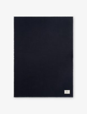Tekla Wool Blend Blanket 130cm X 180cm Dusk Blue In Blue