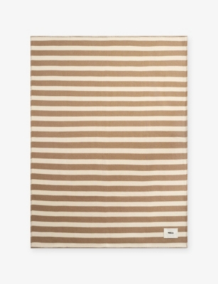 Tekla Wool Blend Blanket 130cm X 180cm Hereford Stripes In Brown