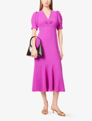 ME AND EM: Crepe Puffed-Short-Sleeves Woven Midi Dress