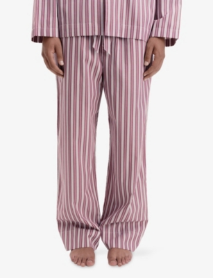 TEKLA: Striped Cotton-Poplin Pyjama Bottoms