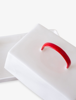 Feldspar Geranium Bone China Butter Dish