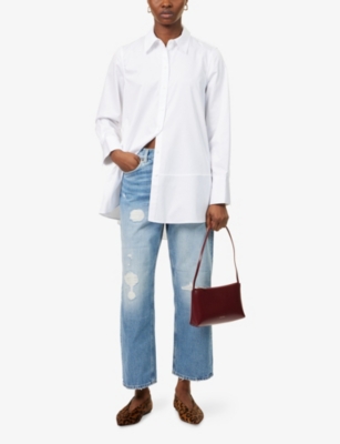 Me And Em And Em Womens White Intelligent Oversized Cotton-poplin Shirt In White