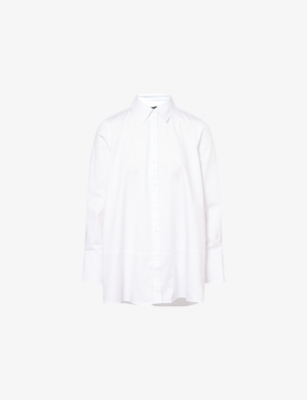 Me And Em And Em Womens White Intelligent Oversized Cotton-poplin Shirt In White