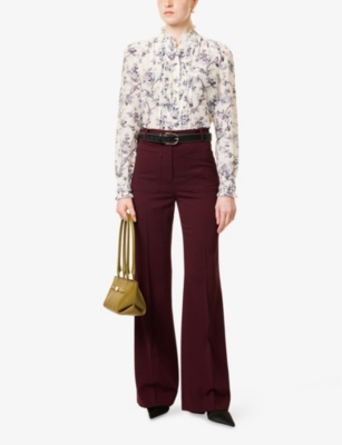 ME AND EM: Ruffled Botanical-Print Cotton-Silk Blouse