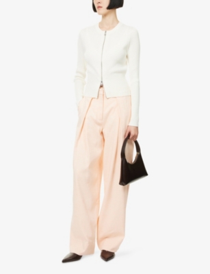 Me And Em And Em Womens Peach Sorbet Pleated Wide-leg Woven Trousers In Orange