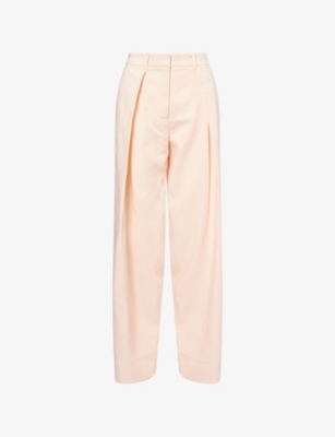 Me And Em And Em Womens Peach Sorbet Pleated Wide-leg Woven Trousers In Orange