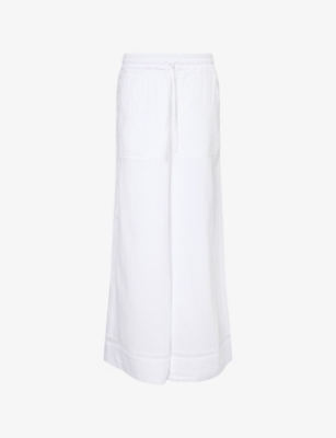 Me And Em And Em Womens Soft White Cheesecloth Lace-trim Cotton Trousers In Soft White