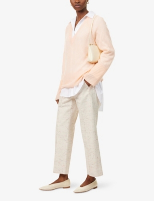 ME AND EM: High-Rise Straight-Leg Cotton-Blend Trousers