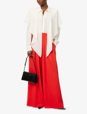 ME AND EM: Ultra High-Waist Pleated Stretch-Wool Trousers