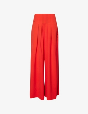 ME AND EM: Ultra High-Waist Pleated Stretch-Wool Trousers
