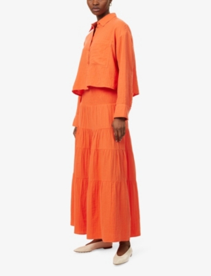 ME AND EM: Cheesecloth Ruffled Cotton Maxi Skirt