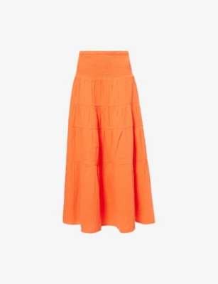 ME AND EM: Cheesecloth Ruffled Cotton Maxi Skirt