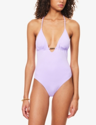 MELISSA ODABASH: Casablanca Plunge-Neck Swimsuit