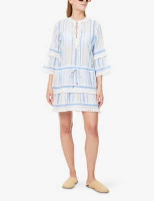 MELISSA ODABASH: Claudia Stripe Mini Cotton Beach Dress