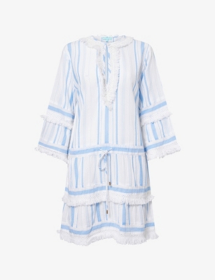 MELISSA ODABASH: Claudia Stripe Mini Cotton Beach Dress