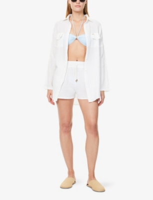 Melissa Odabash Womens White Elena Cotton Beach Shirt Xl