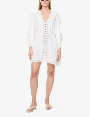 Melissa Odabash Womens  Evin Broderie-trim Woven Kaftan
