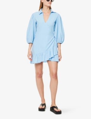 Melissa Odabash Womens Oasis Pam Wrap-over Cotton-linen Mini Beach Dress