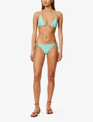 Shop Melissa Odabash Womens  Costa Self-tie Floral Stretch-woven Bikini Bottoms In Medina