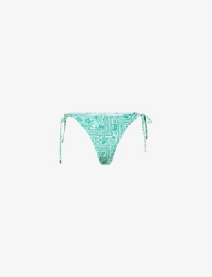 Shop Melissa Odabash Womens  Costa Self-tie Floral Stretch-woven Bikini Bottoms In Medina