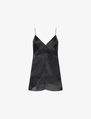 Khaite Womens Black Talsie V-neck Silk Top Xs | ModeSens