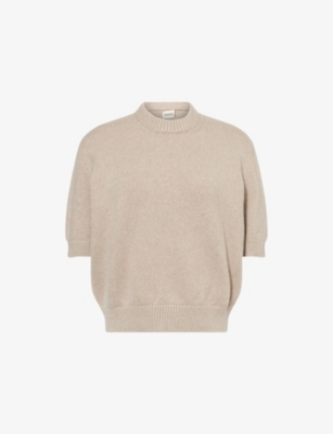 Khaite Womens Putty Davin Crewneck Cashmere Knitted Jumper