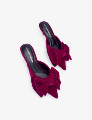 Kg Kurt Geiger Womens Pink Sophia Heeled Velvet Mules Eur 38/5 Uk In Pink