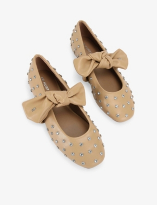 Kg Kurt Geiger Womens Camel/comb Master Stud2 Faux-leather Ballet Flats Eur 39 / 6 Uk In Neutral