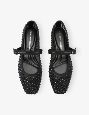 Kg Kurt Geiger Womens Black Nina Rhinestone-embellished Mesh Pumps Eur 37 / 4 Uk In Black
