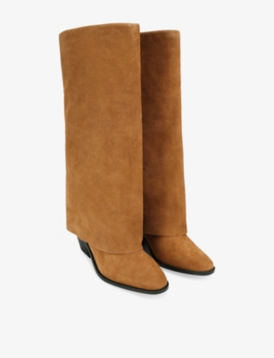 Kg Kurt Geiger Womens Tan Telling Heeled Suede Knee-high Boots Eur 40 / 7 Uk In Multi