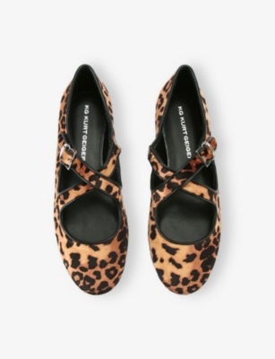 Kg Kurt Geiger Womens Tan Comb Natalia Leopard-print Velvet Flats Eur 39 / 6 Uk In Brown