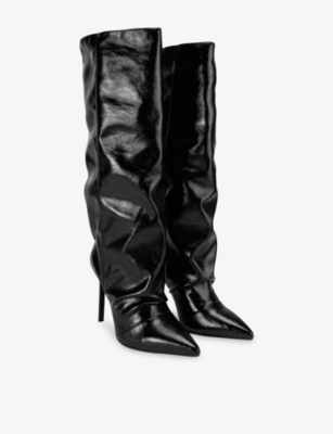 KG KURT GEIGER: Frenchy Faux Patent-Leather Heeled Knee-High Boots