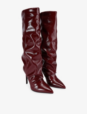 KG KURT GEIGER: Frenchy Faux Patent-Leather Heeled Knee-High Boots