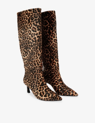 Kg Kurt Geiger Womens Brown/oth Stark Leather Boots Eur 40 / 7 Uk In Animal Print