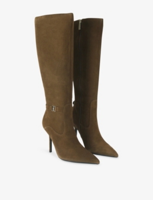 Kg Kurt Geiger Womens Mid Brown  Heeled Suede Knee-high Boots Eur 37 / 4 Uk In Brown