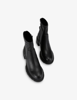 Kg Kurt Geiger Womens Black True Sock Faux-leather Ankle Boots Eur 37 / 4 Uk In Black