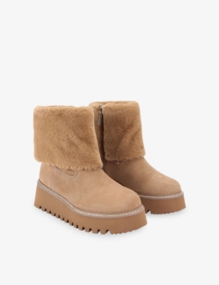 Kg Kurt Geiger Womens Camel/oth Toon Flat Suede Ankle Boots Eur 39 / 6 Uk In Brown