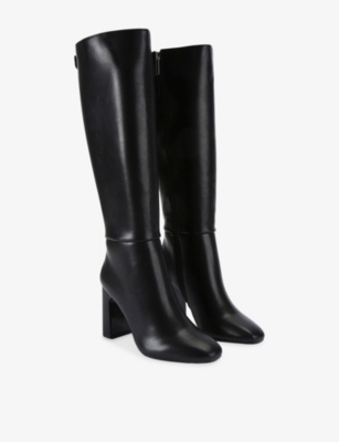 Kg Kurt Geiger Womens Black Trix Faux-leather Heeled Knee-high Boots Eur 42/ 9 Uk In Black