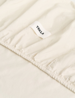 TEKLA: Percale Super-King Fitted Cotton Sheet