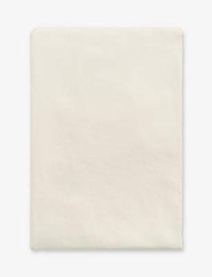 Tekla Winter White Percale Super-king Fitted Cotton Sheet